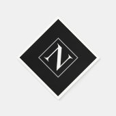 Benutzerdefiniertes Schwarz-Weiß-Monogramm-Party Serviette (Ecke)