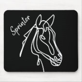 Benutzerdefiniertes Schwarz-Weiß-Pferd zeichne Mau Mousepad (Vorne)