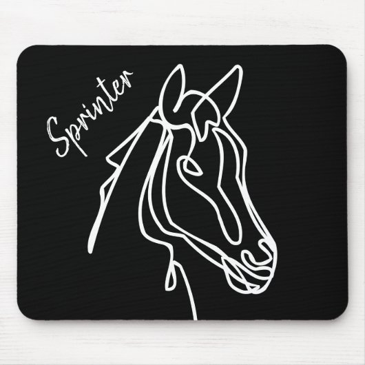 Benutzerdefiniertes Schwarz-Weiß-Pferd zeichne Mau Mousepad (Vorne)