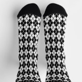 Benutzerdefiniertes Schwarz-Weiß-Raute-Muster Socken (Oben)