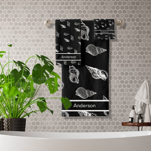 Benutzerdefiniertes Schwarz-Weiß-Schönheitsbad Badhandtuch Set