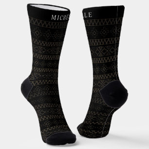 Benutzerdefiniertes Schwarz Weiß Silber Gold Aztek Socken