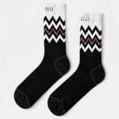 Benutzerdefiniertes Schwarz-weißes Lila Glitzer Zi Socken (Linkes Detail)