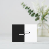 Benutzerdefiniertes Schwarz-weißes Monogramm Initi Visitenkarte (Stehend Vorderseite)