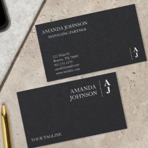 Benutzerdefiniertes Schwarz-weißes Monogramm Visitenkarte