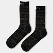 Benutzerdefiniertes Schwarz-weißes Silver Gold Azt Socken (Linkes Detail)