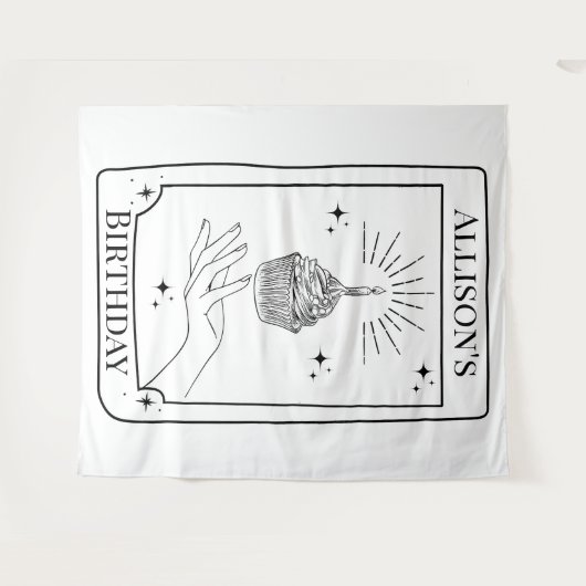 Benutzerdefiniertes Schwarz-weißes Tarot-Karte Geb Wandteppich (Vorderseite (Horizontal))