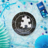 Benutzerdefiniertes Schwarz-weißes Vermisstes Puzz Pappteller (Party)