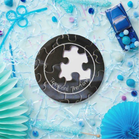 Benutzerdefiniertes Schwarz-weißes Vermisstes Puzz Pappteller (Party)