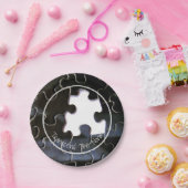 Benutzerdefiniertes Schwarz-weißes Vermisstes Puzz Pappteller (Party)