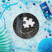 Benutzerdefiniertes Schwarz-weißes Vermisstes Puzz Pappteller (Party)