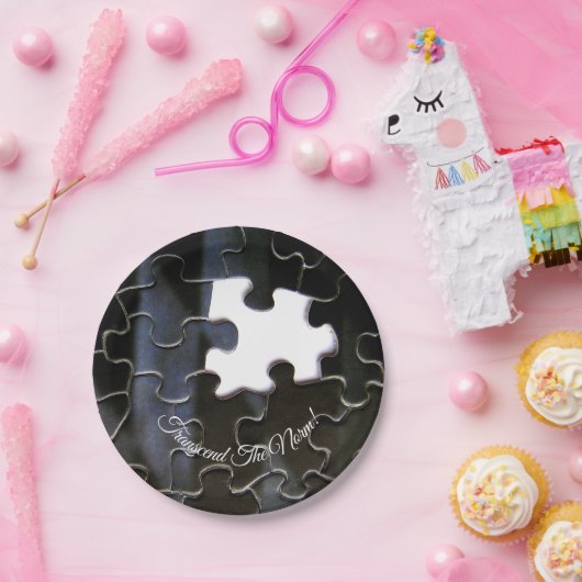 Benutzerdefiniertes Schwarz-weißes Vermisstes Puzz Pappteller (Party)