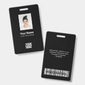 Benutzerdefiniertes Schwarzer Mitarbeiter-Foto, Ba Ausweis (Vorder- & Rückseite)