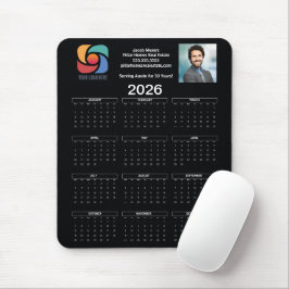 Benutzerdefiniertes schwarzes 2026 Firmenkalender- Mousepad