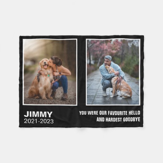 Benutzerdefiniertes Schwarzes Dog Memorial 2 FotoC Fleecedecke (Vorderseite (Horizontal))