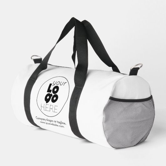 Benutzerdefiniertes schwarzes Firmenlogo auf weiße Duffle Bag (Rechte Ecke)