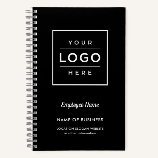 Benutzerdefiniertes schwarzes Firmenlogo und Name  Notizblock (Vorderseite)