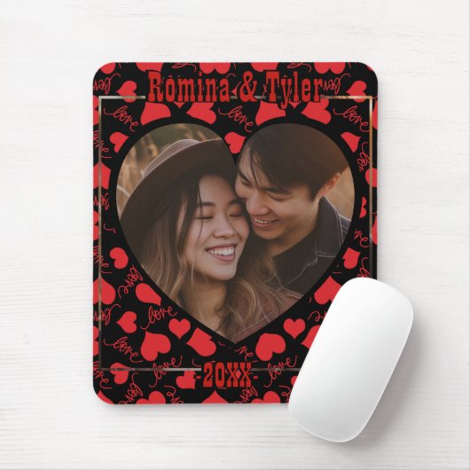 Benutzerdefiniertes schwarzes Foto Muster mit Name Mousepad (Mit Mouse)