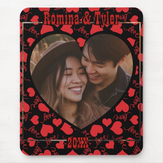 Benutzerdefiniertes schwarzes Foto Muster mit Name Mousepad (Vorne)