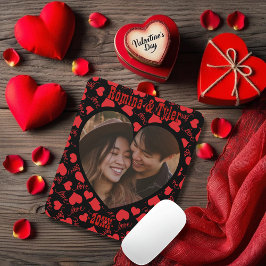 Benutzerdefiniertes schwarzes Foto Muster mit Name Mousepad