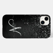 Benutzerdefiniertes Schwarzes Glitzer-Sparkon-Mono Case-Mate iPhone Hülle (Rückseite (Horizontal))