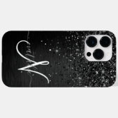 Benutzerdefiniertes Schwarzes Glitzer-Sparkon-Mono Case-Mate iPhone Hülle (Rückseite (Horizontal))