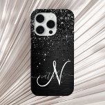 Benutzerdefiniertes Schwarzes Glitzer-Sparkon-Mono Case-Mate iPhone Hülle<br><div class="desc">Dieses elegante und stilvolle Handy-Gehäuse mit hübschem schwarzglänzenden Glitzer auf schwarz gebürstetem metallischem Hintergrund ist einfach zu personalisieren.</div>