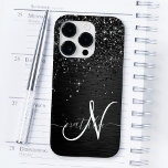 Benutzerdefiniertes Schwarzes Glitzer-Sparkon-Mono Case-Mate iPhone 14 Pro Hülle<br><div class="desc">Dieses elegante und stilvolle Handy-Gehäuse mit hübschem schwarzglänzenden Glitzer auf schwarz gebürstetem metallischem Hintergrund ist einfach zu personalisieren.</div>