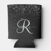 Benutzerdefiniertes Schwarzes Glitzer-Sparkon-Mono Dosenkühler (Rückseite)