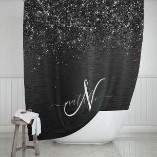 Benutzerdefiniertes Schwarzes Glitzer-Sparkon-Mono Duschvorhang