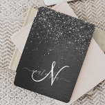 Benutzerdefiniertes Schwarzes Glitzer-Sparkon-Mono iPad Pro Cover<br><div class="desc">Dieses elegante iPad Cover-Design mit hübschem schwarzglänzenden Glitzer auf schwarz gebürstetem metallischem Hintergrund ist einfach zu personalisieren.</div>