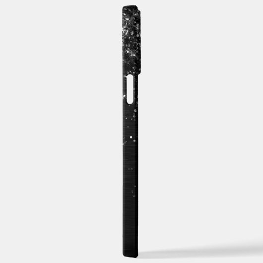 Benutzerdefiniertes Schwarzes Glitzer-Sparkon-Mono iPhone Hülle (Rechte Seite)