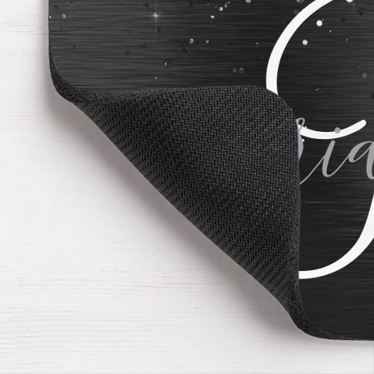 Benutzerdefiniertes Schwarzes Glitzer-Sparkon-Mono Mousepad (Ecke)