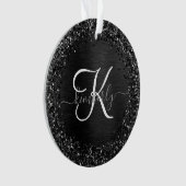 Benutzerdefiniertes Schwarzes Glitzer-Sparkon-Mono Ornament (Vorderseite)