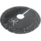 Benutzerdefiniertes Schwarzes Glitzer-Sparkon-Mono Polyester Weihnachtsbaumdecke (Schrägansicht)