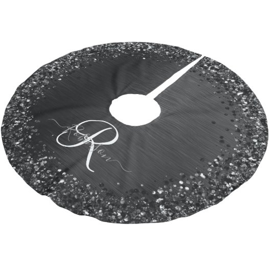 Benutzerdefiniertes Schwarzes Glitzer-Sparkon-Mono Polyester Weihnachtsbaumdecke (Schrägansicht)