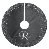 Benutzerdefiniertes Schwarzes Glitzer-Sparkon-Mono Polyester Weihnachtsbaumdecke (Vorderseite)