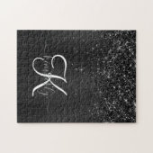 Benutzerdefiniertes Schwarzes Glitzer-Sparkon-Mono Puzzle (Horizontal)