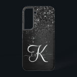Benutzerdefiniertes Schwarzes Glitzer-Sparkon-Mono Samsung Galaxy Hülle<br><div class="desc">Dieses elegante und stilvolle Handy-Gehäuse mit hübschem schwarzglänzenden Glitzer auf schwarz gebürstetem metallischem Hintergrund ist einfach zu personalisieren.</div>