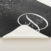 Benutzerdefiniertes Schwarzes Glitzer-Sparkon-Mono Sherpadecke (3/4)