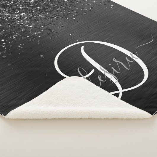 Benutzerdefiniertes Schwarzes Glitzer-Sparkon-Mono Sherpadecke (3/4)