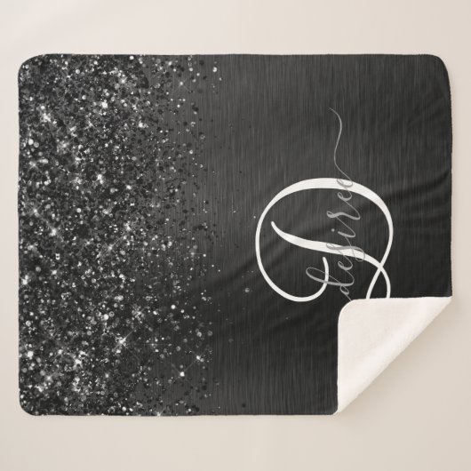 Benutzerdefiniertes Schwarzes Glitzer-Sparkon-Mono Sherpadecke (Vorderseite (Horizontal))
