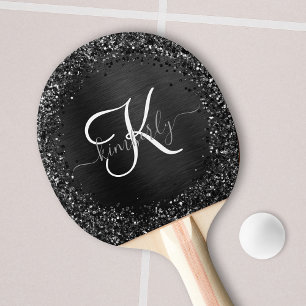 Benutzerdefiniertes Schwarzes Glitzer-Sparkon-Mono Tischtennis Schläger