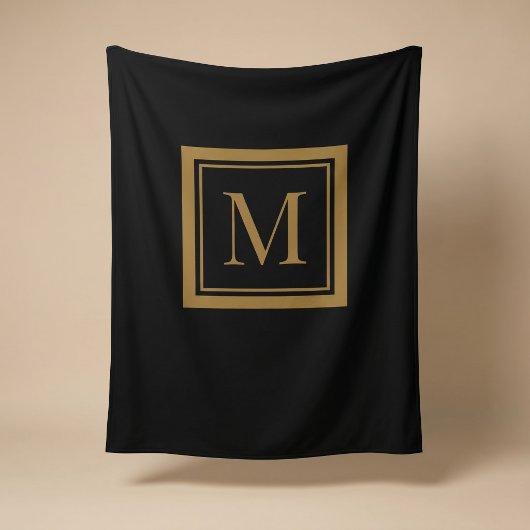 Benutzerdefiniertes schwarzes & gold gerahmtes Mon Fleecedecke