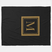 Benutzerdefiniertes schwarzes & gold gerahmtes Mon Fleecedecke (Vorderseite (Horizontal))