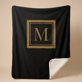 Benutzerdefiniertes schwarzes & goldenes gerahmtes sherpadecke