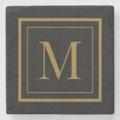 Benutzerdefiniertes schwarzes & goldenes gerahmtes steinuntersetzer (Vorderseite)