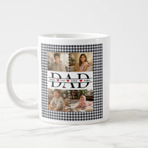 Benutzerdefiniertes schwarzes Karo-modernes 4-Foto Jumbo-Tasse