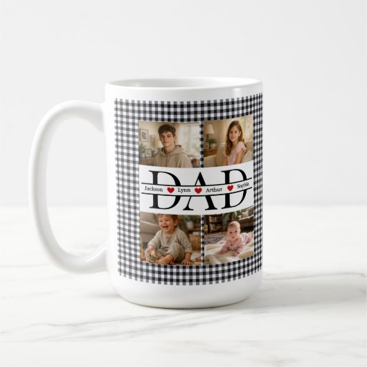 Benutzerdefiniertes schwarzes Karo-modernes 4-Foto Kaffeetasse (Links)
