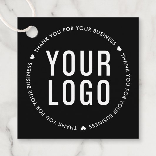 Benutzerdefiniertes Schwarzes Logo Vielen Dank für Geschenkanhänger (Vorderseite)